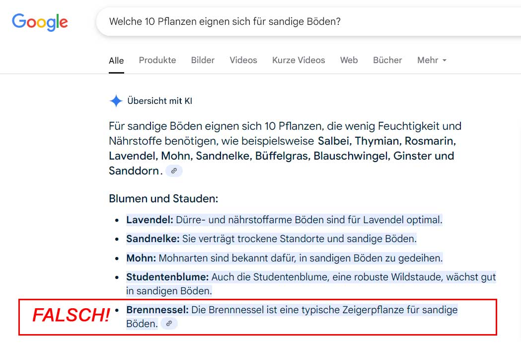falsches KI-Ergebnis