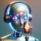 Robot am Mikrophon