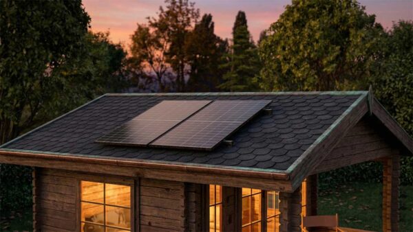 Gartenhaus mit Solarpanel